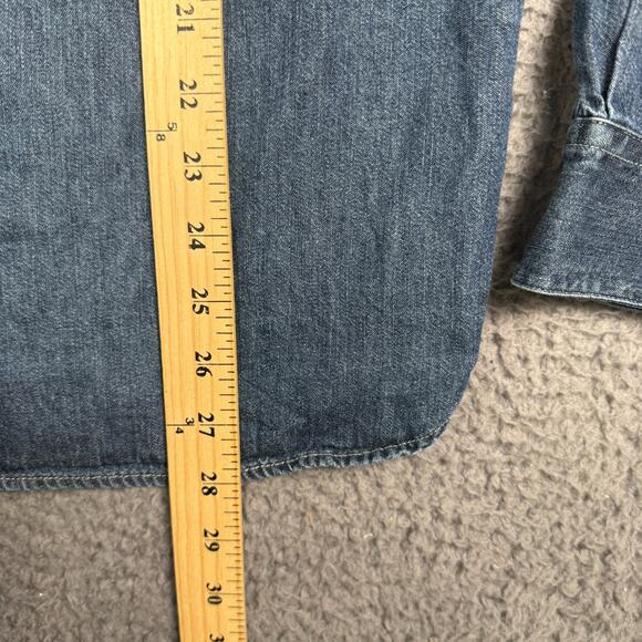 Buck Mason Vintage One Pocket Denim Shirt Mens Small Blue Indigo Long Sleeve - Picture 9 of 11